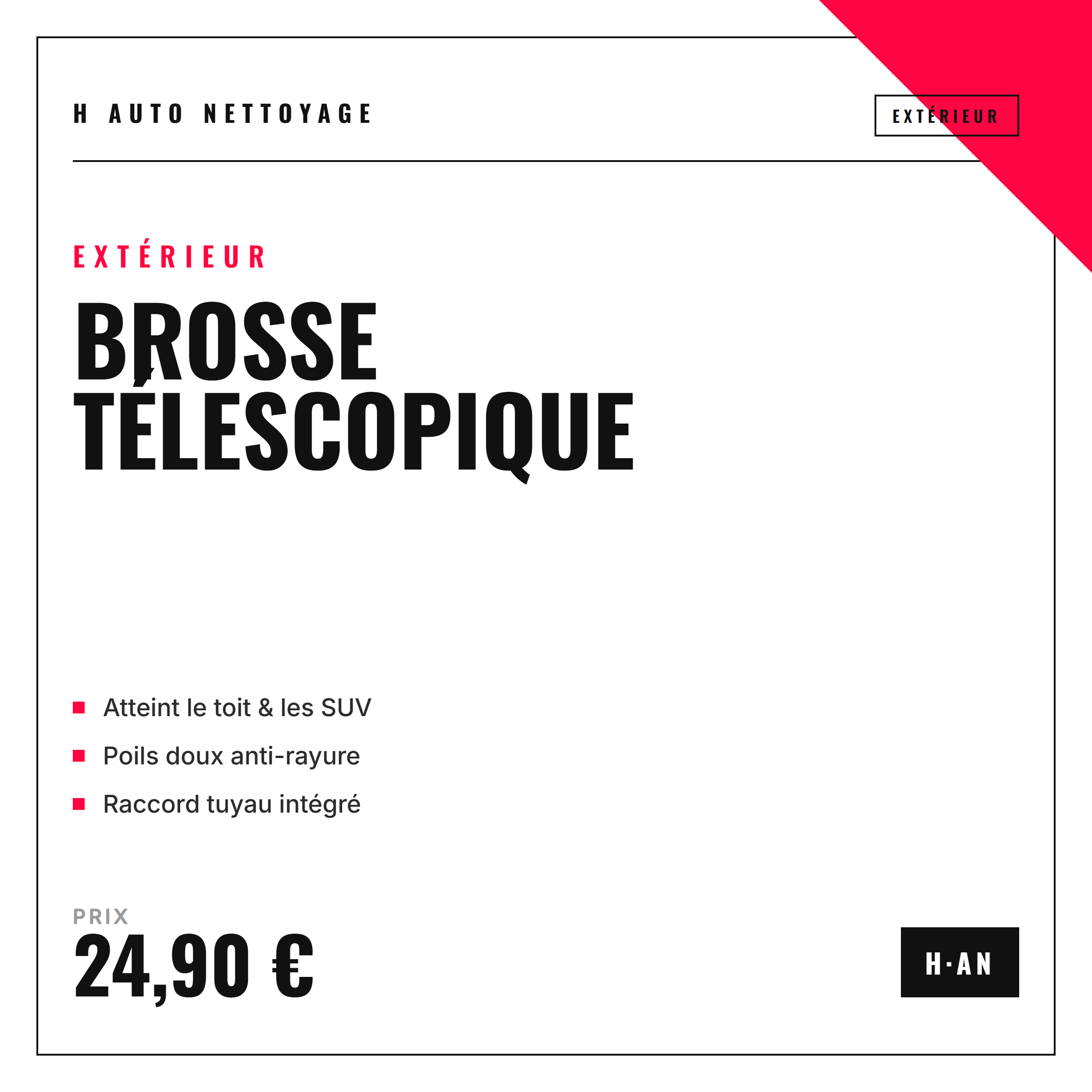 Brosse de lavage télescopique – toit, SUV et van sans monter
