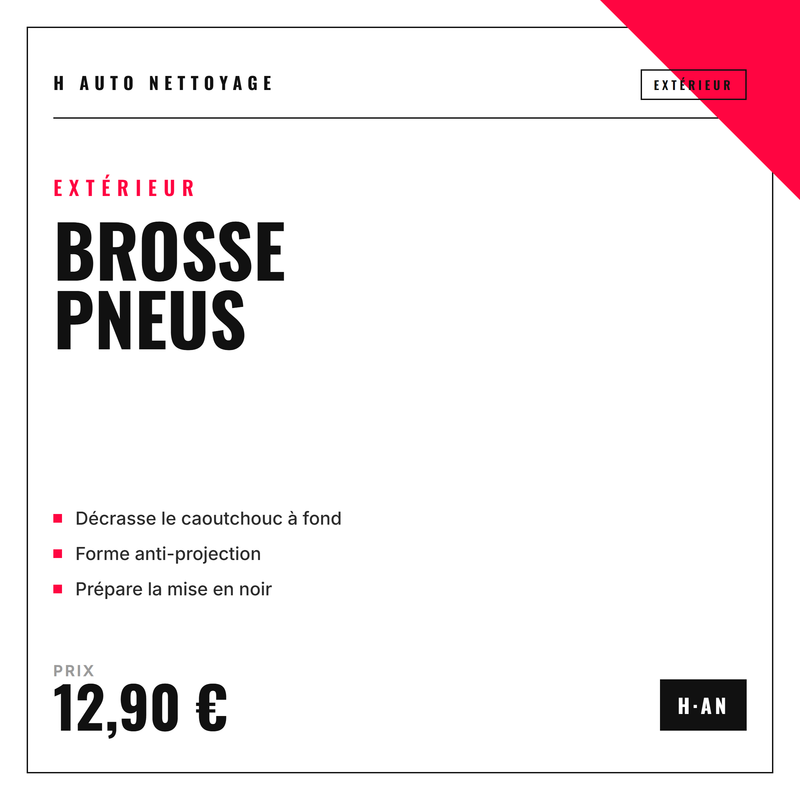 Brosse à pneus – flancs noirs profonds sans projection