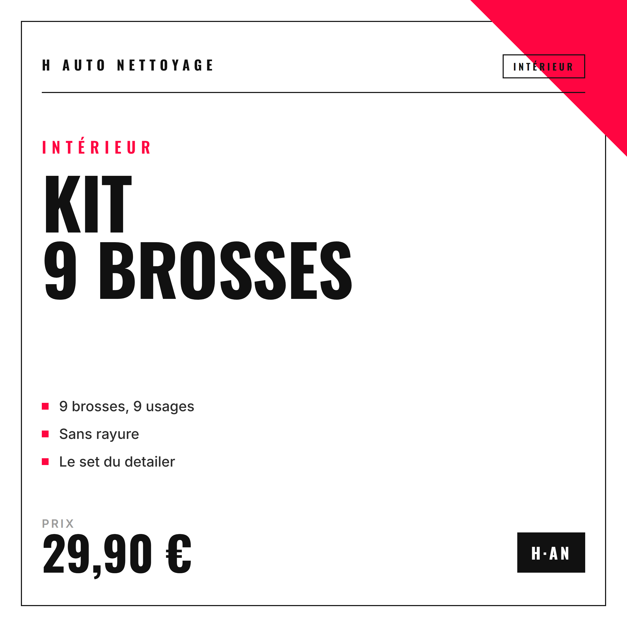 KIT 9 BROSSES — H AUTO NETTOYAGE