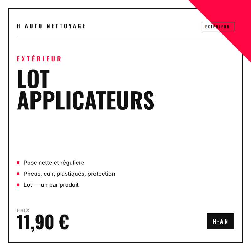 Lot d'applicateurs hex – dressing pneus & soin cuir net