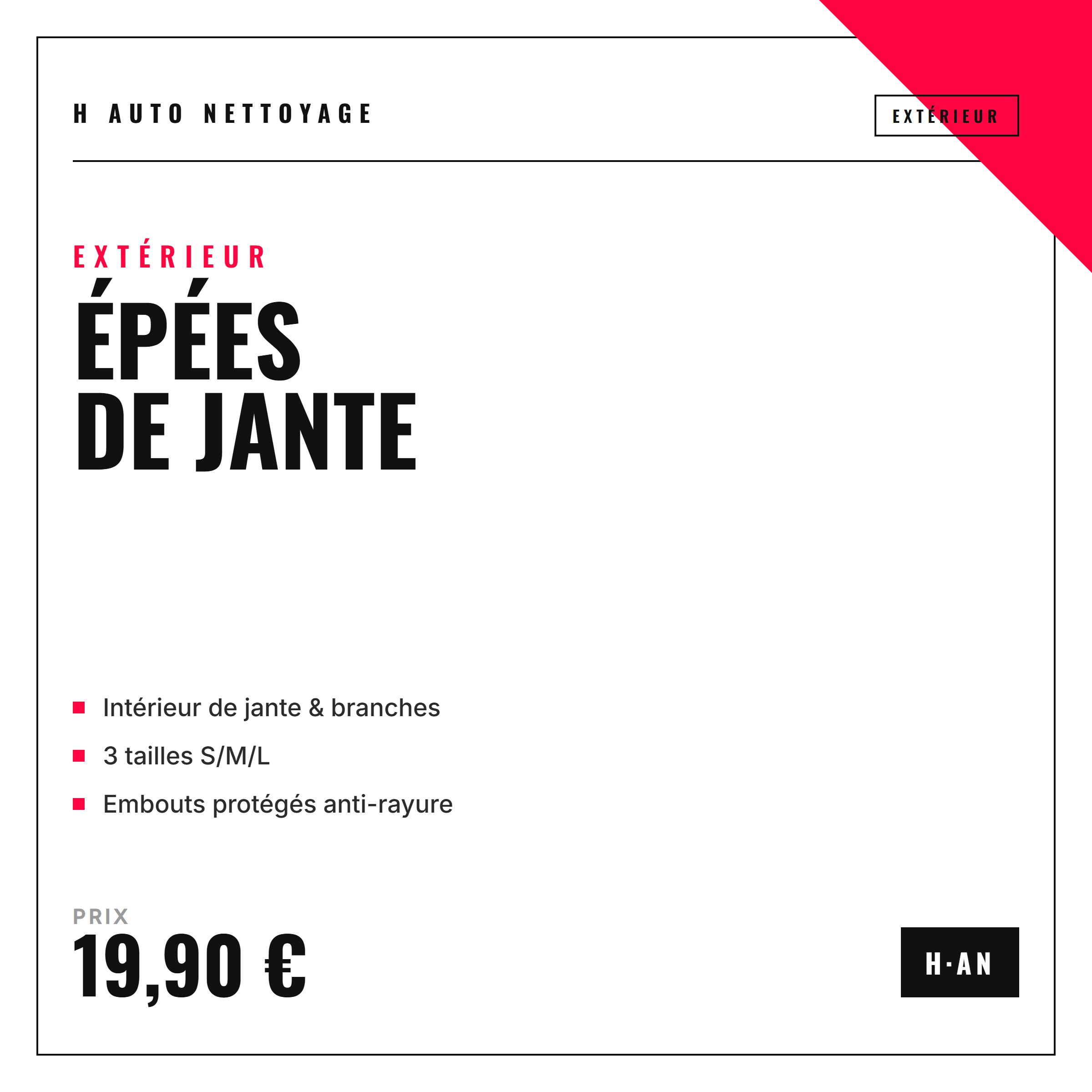 Lot 3 épées brosses de jante – branches, intérieur, derrière le disque