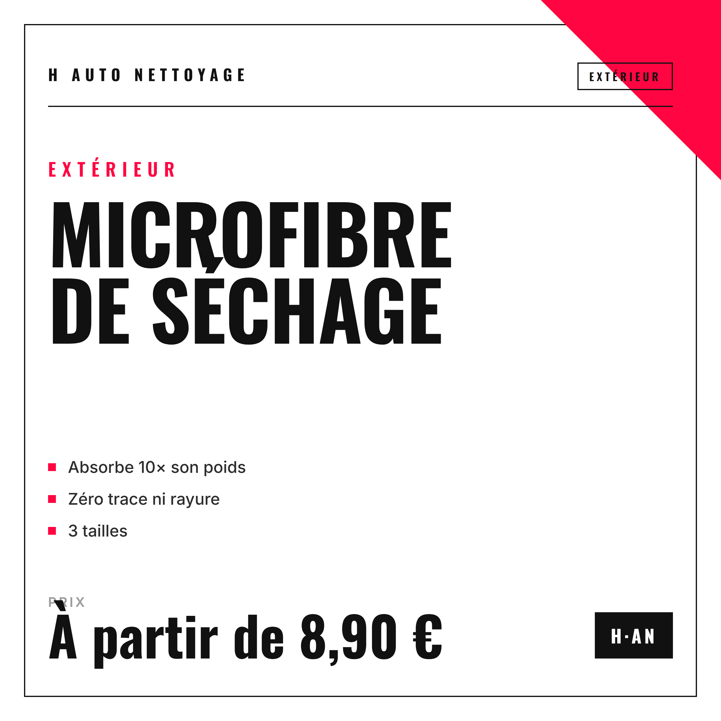 MICROFIBRE DE SÉCHAGE — H AUTO NETTOYAGE