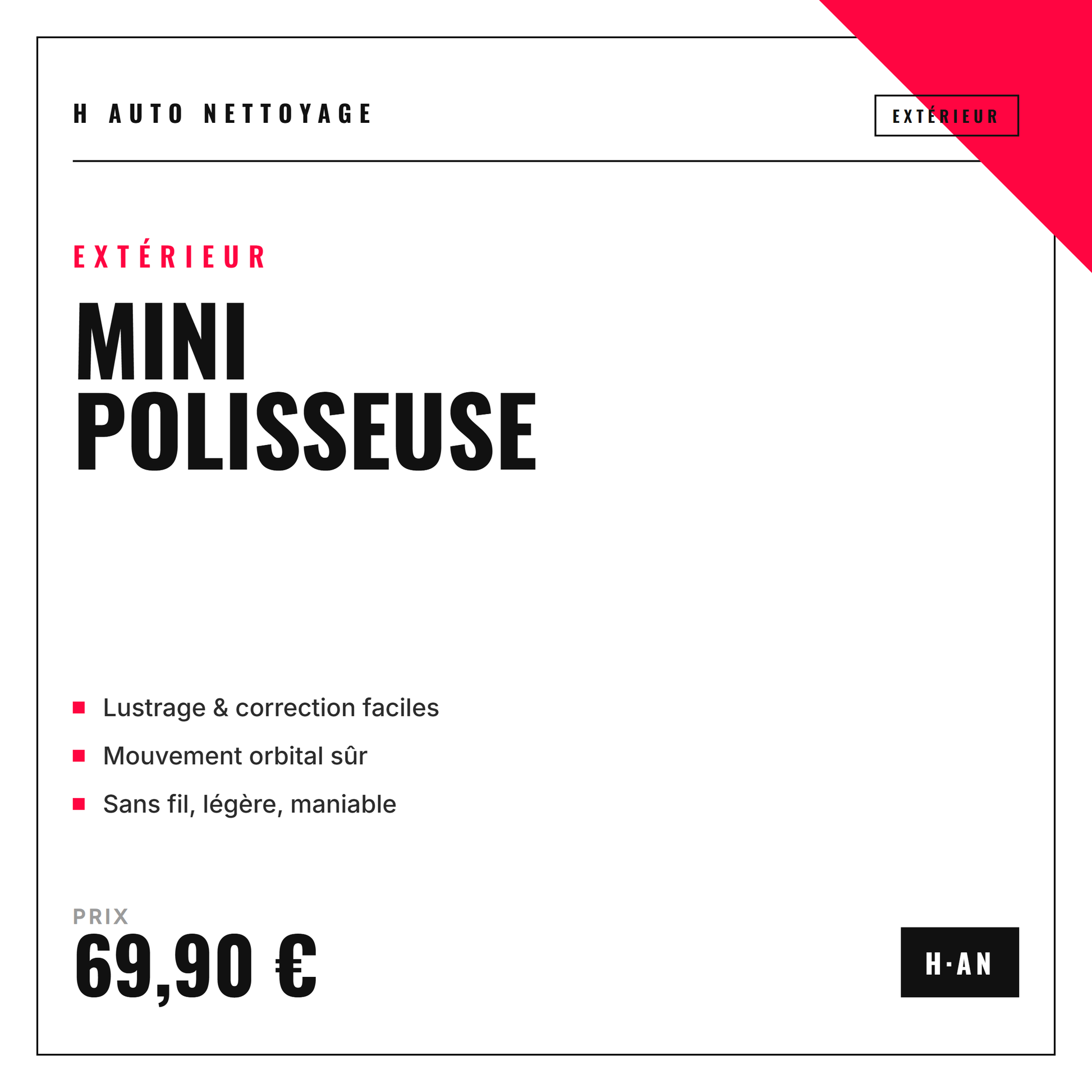 Mini polisseuse orbitale sans fil – lustre et corrige sans effort