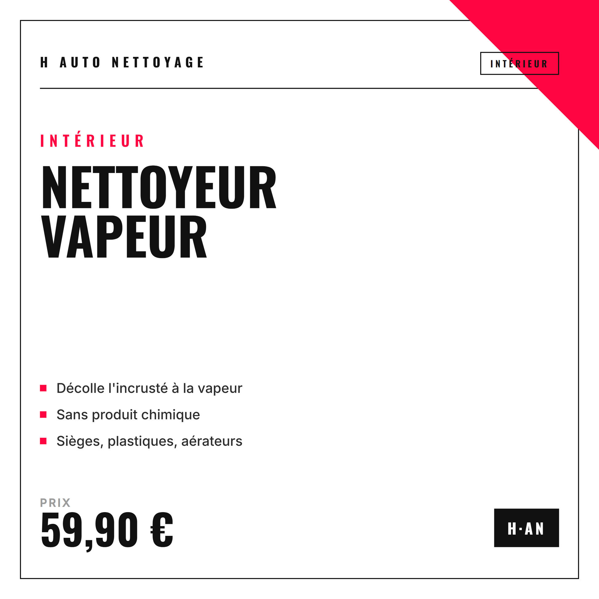 Nettoyeur vapeur portable – désincruste l'habitacle sans produit