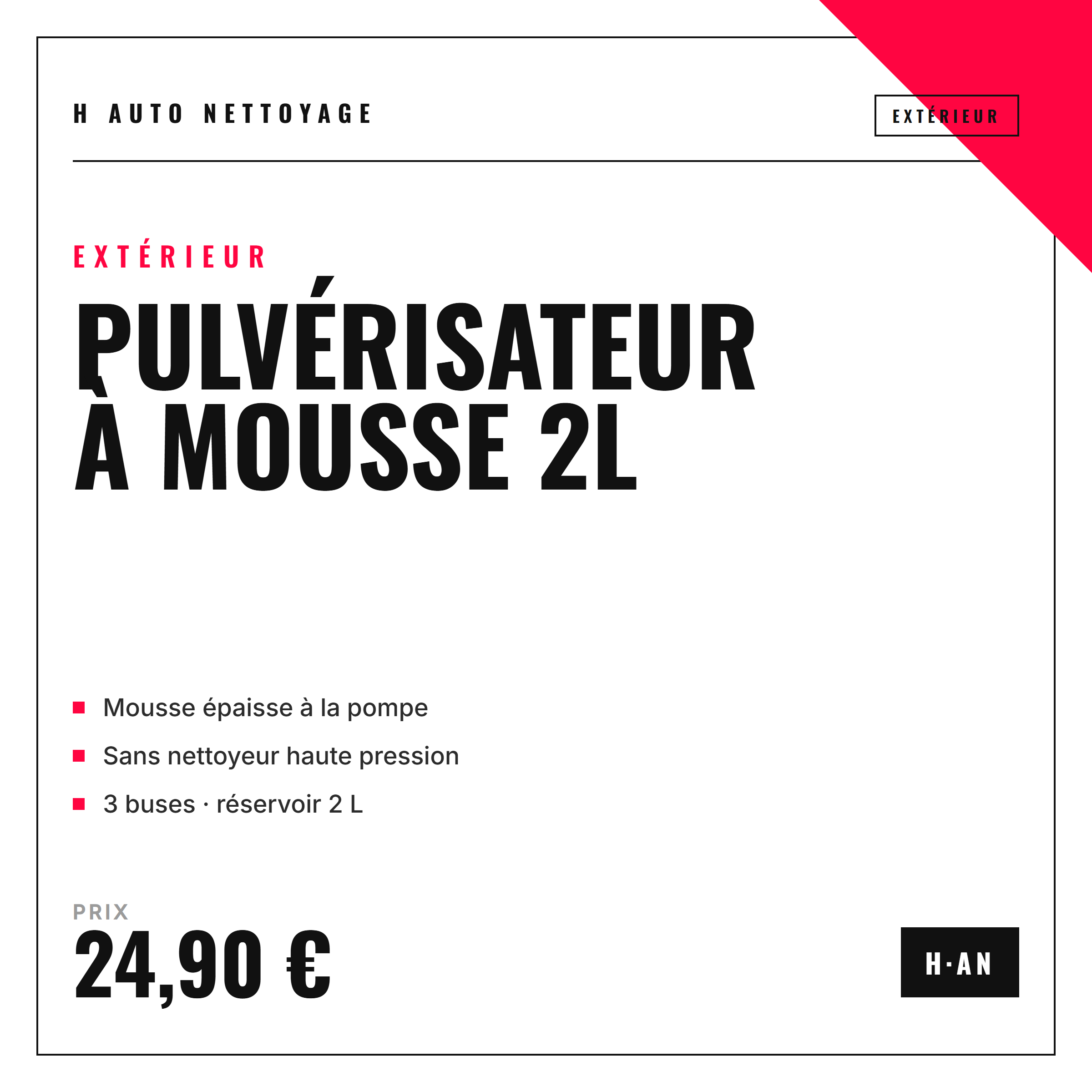 Pulvérisateur à mousse 2L H AUTO NETTOYAGE