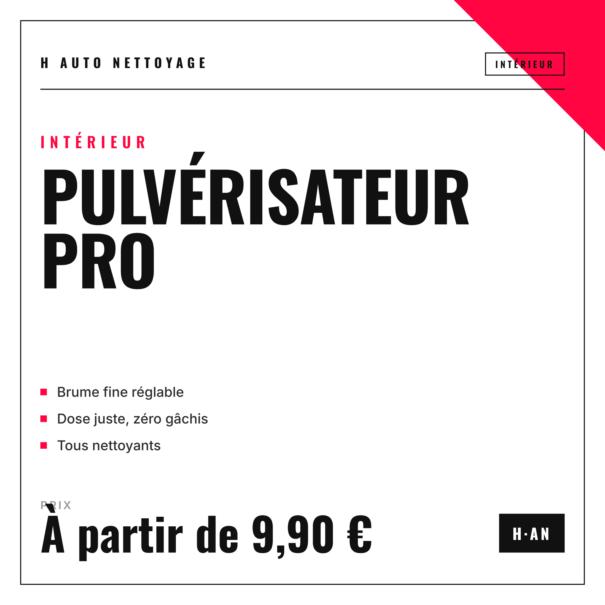 PULVÉRISATEUR PRO — H AUTO NETTOYAGE