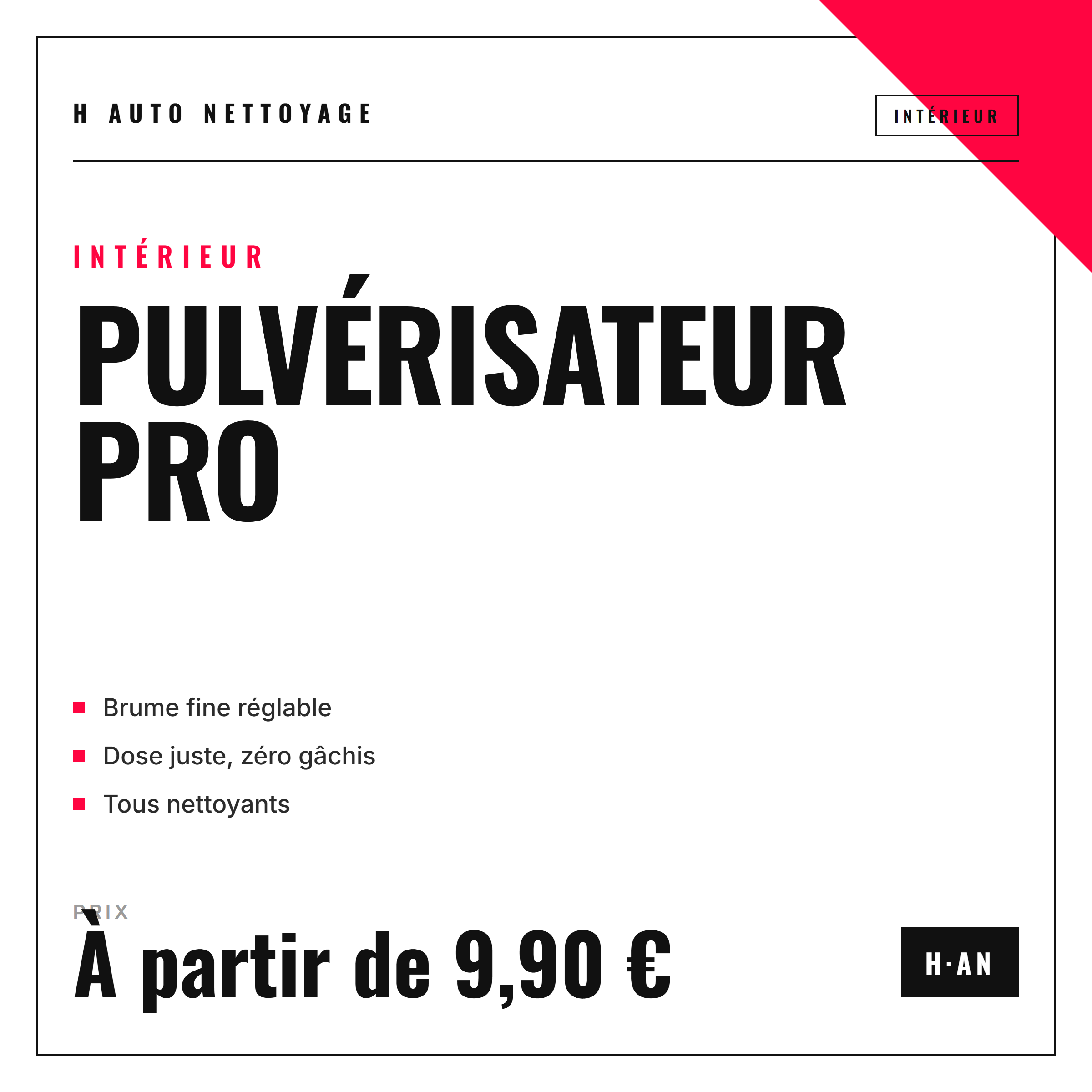 PULVÉRISATEUR PRO — H AUTO NETTOYAGE