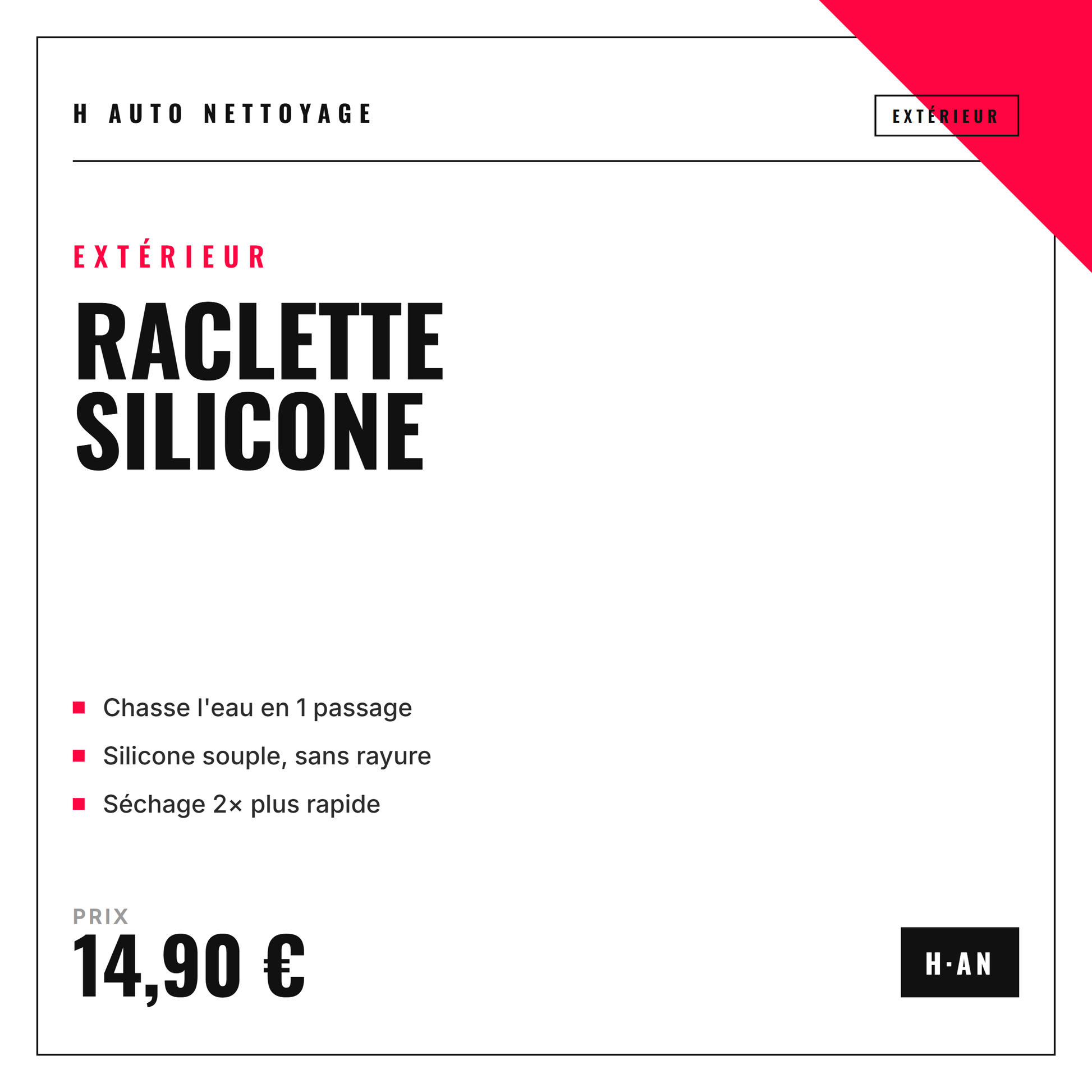 Raclette silicone de séchage – chasse l'eau en un passage